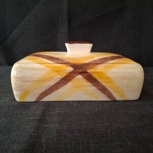 Vintage Vernon Kilns Dinnerware Organdie Brown Yellow Plaid Butter DIsh TOP ONLY
